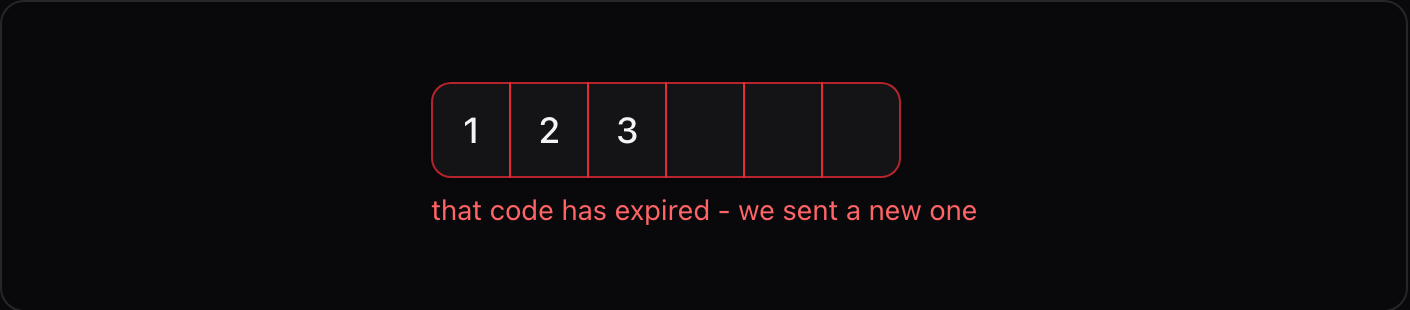 The input_otp component showing a calm error state