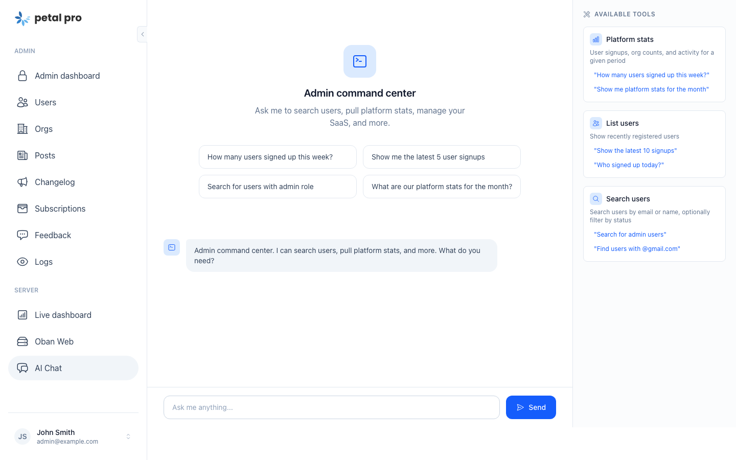 Admin AI command center