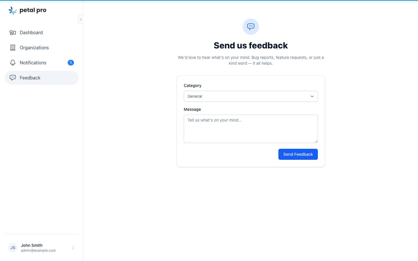 In-app feedback widget